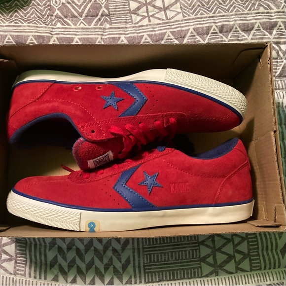 CONVERSE CONS KA-ONE VULC OX SHOES, RED SUEDE/ BLUE/ WHITE - Picture 2 of 11